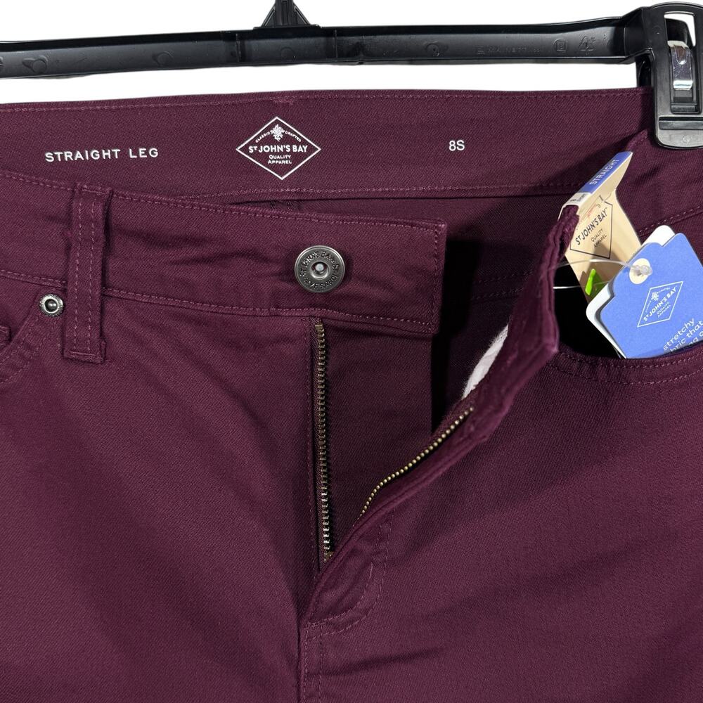 St. John's Bay SZ 8 SHORT Straight Leg Jeans Stretch Mid-Rise Tummy Control New - Picture 3 of 12
